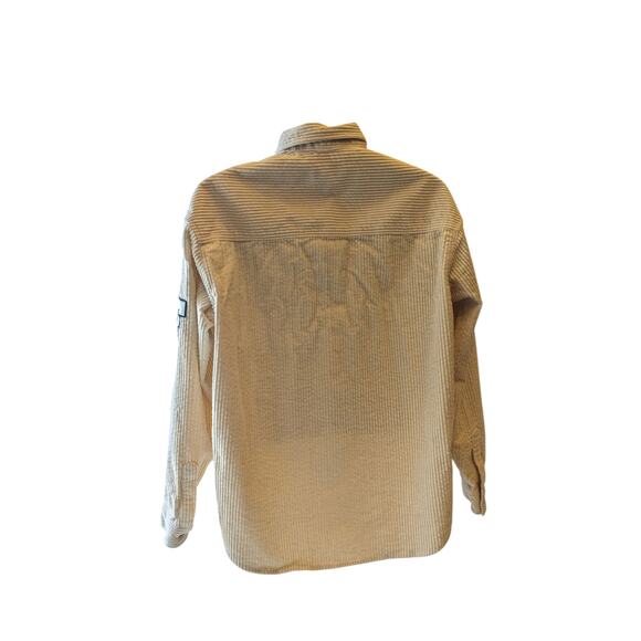 H&M Varsity Corduroy Shirt Jacket Mens Medium Snap Button Embroidered SF Tiger - Picture 10 of 16